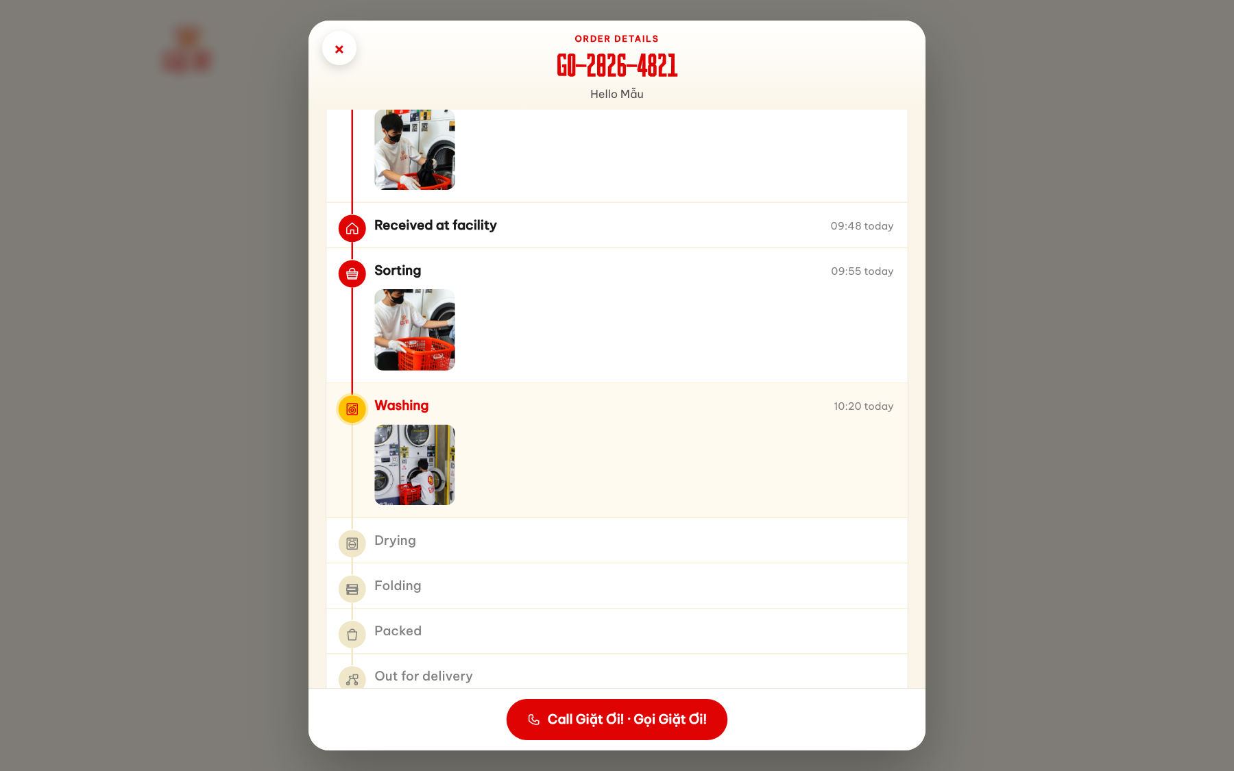 Theo dõi đơn Giặt Ơi, ảnh